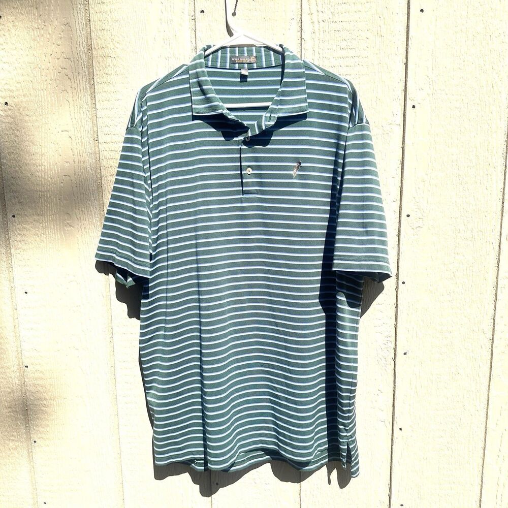 Peter Millar Polo Shirt Men XL Green Summer Comfort Striped